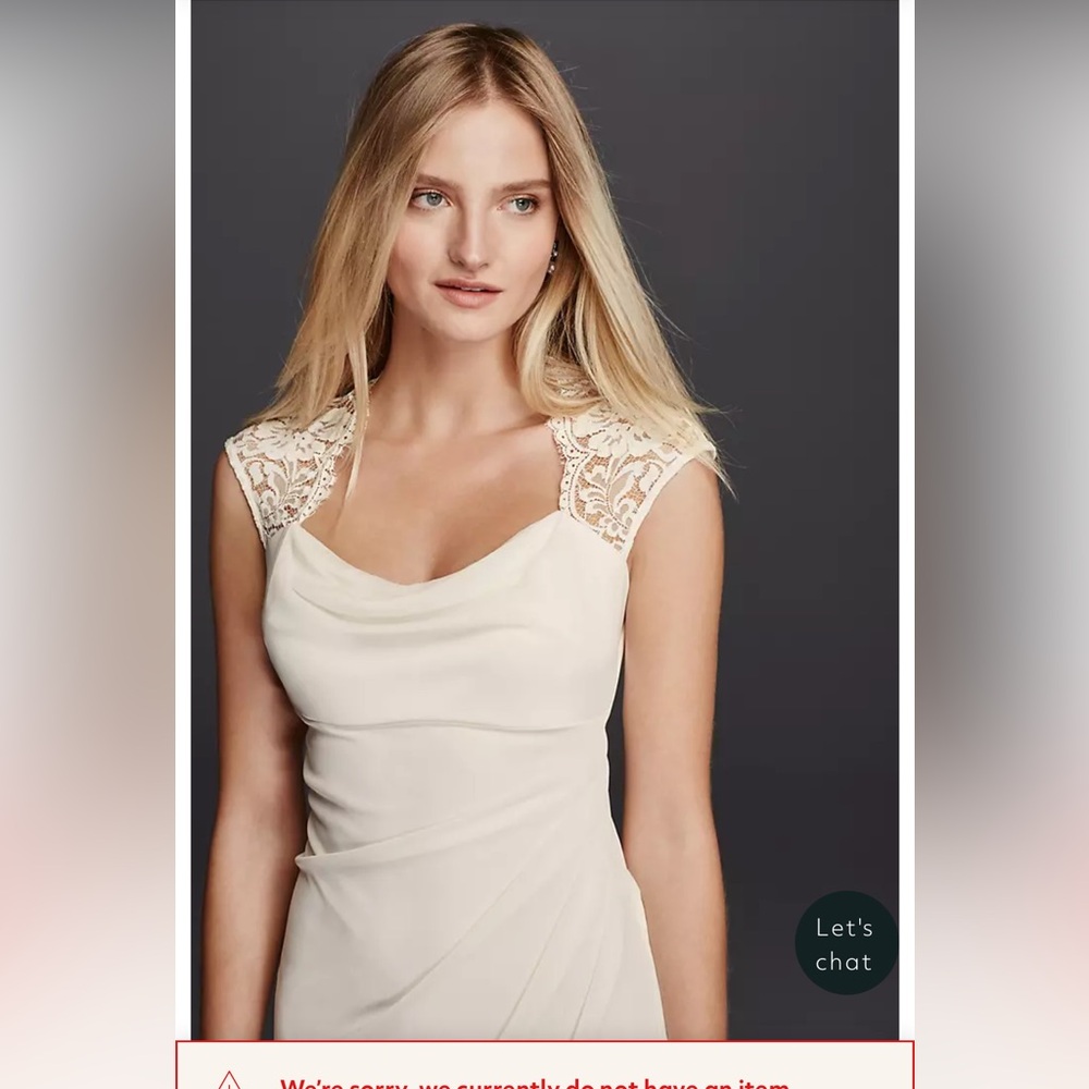 David's Bridal Wedding Dress w/Cap Sleeves. Size 12. Brand new. No alterations.